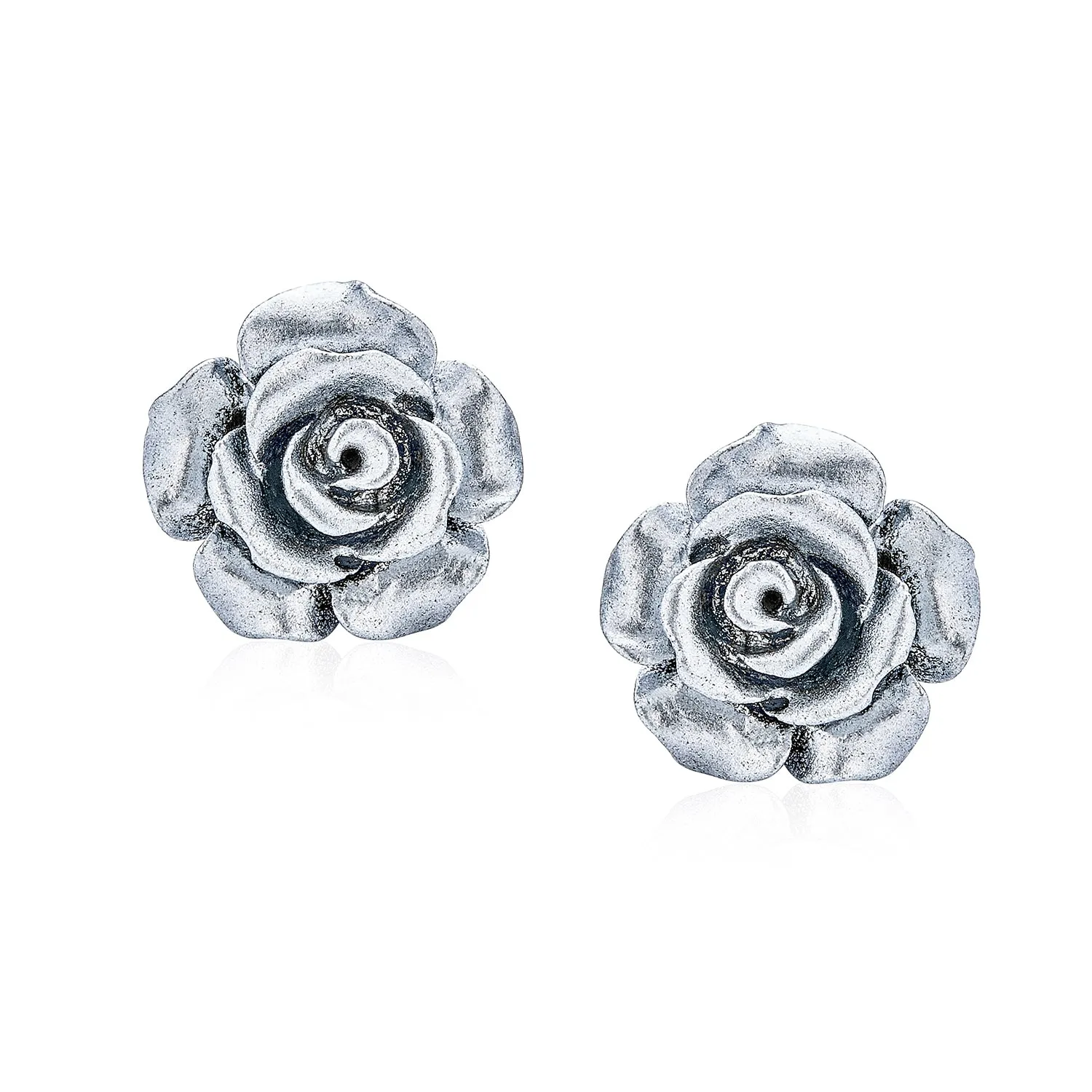 Romantic 3D Carved Rose Flower Post Stud Earrings in Various Colors, 10MM Lightweight