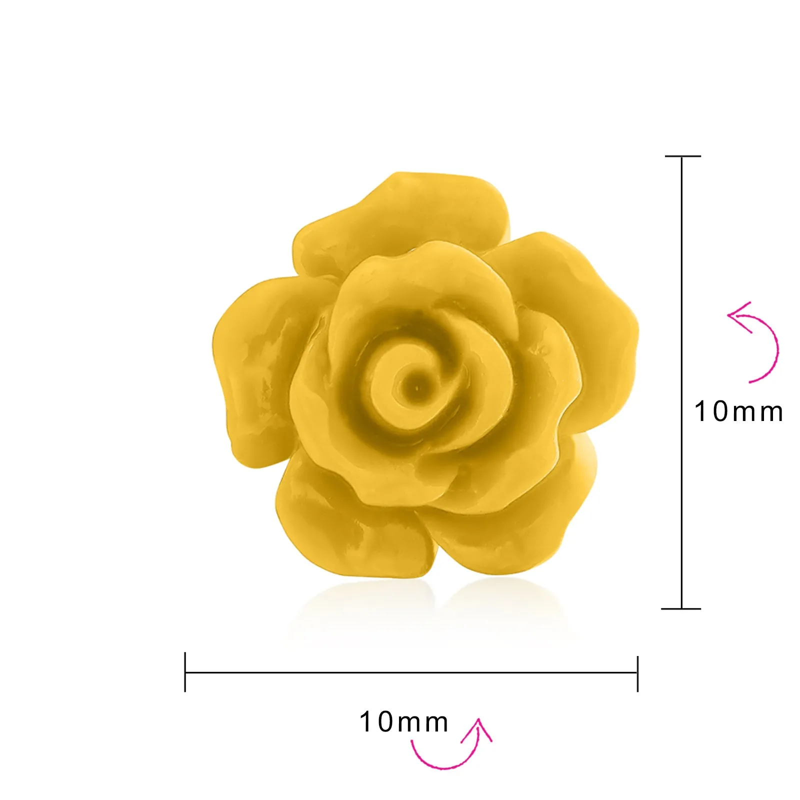 Romantic 3D Carved Rose Flower Post Stud Earrings in Various Colors, 10MM Lightweight