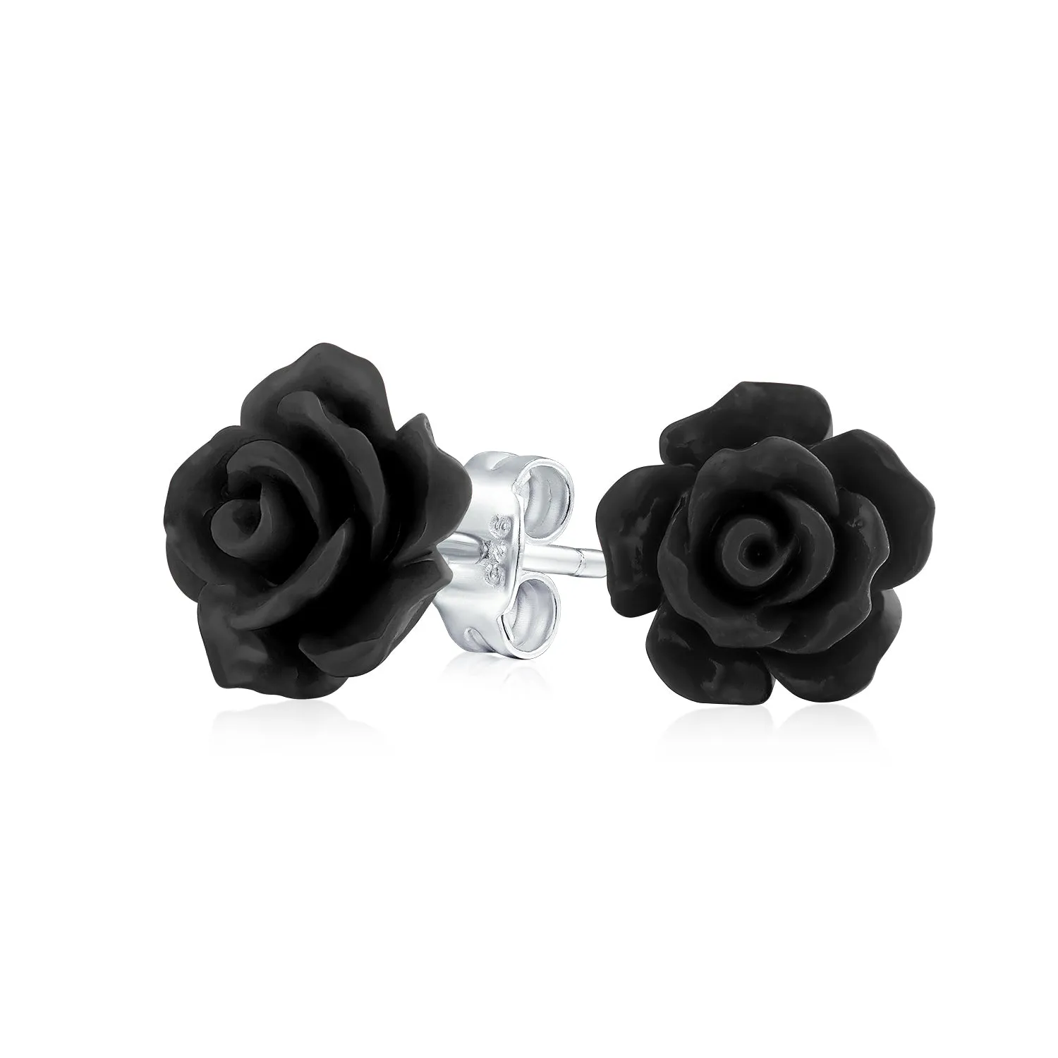 Romantic 3D Carved Rose Flower Post Stud Earrings in Various Colors, 10MM Lightweight