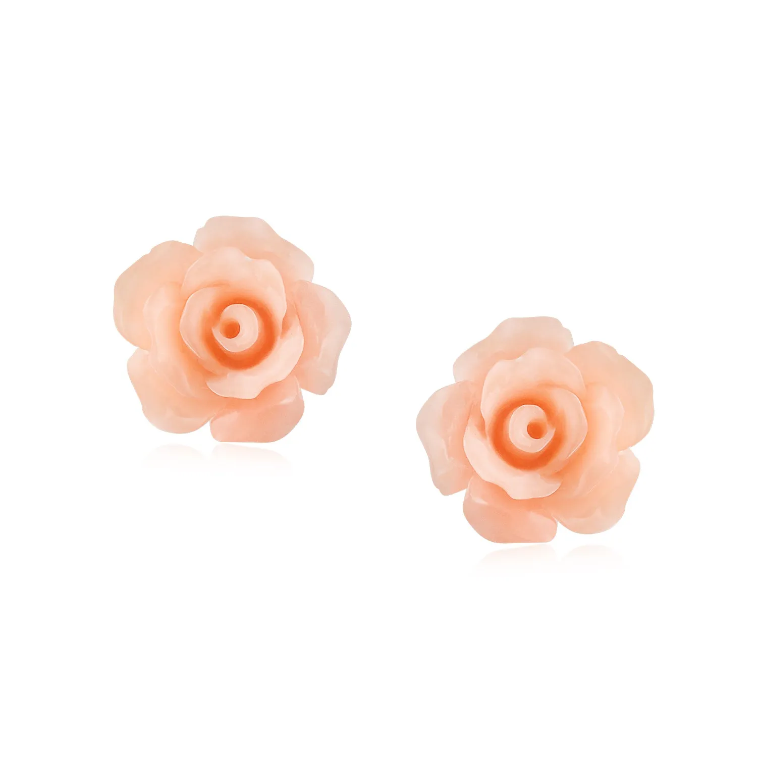 Romantic 3D Carved Rose Flower Post Stud Earrings in Various Colors, 10MM Lightweight