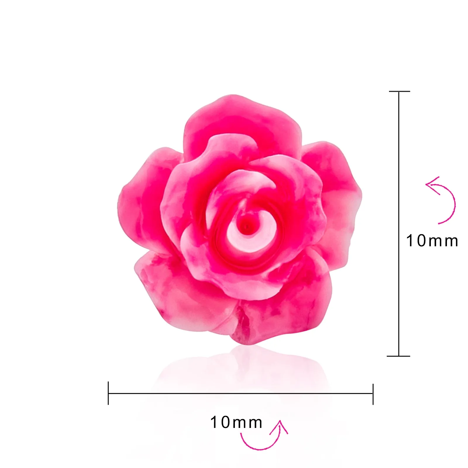 Romantic 3D Carved Rose Flower Post Stud Earrings in Various Colors, 10MM Lightweight