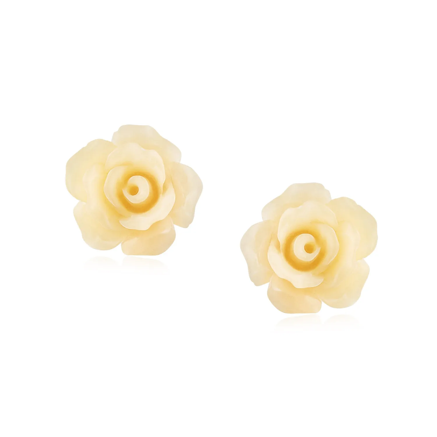 Romantic 3D Carved Rose Flower Post Stud Earrings in Various Colors, 10MM Lightweight