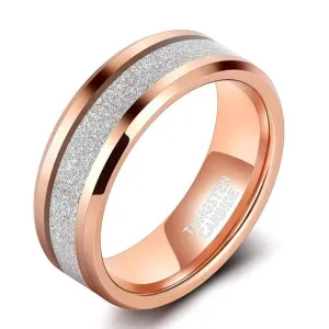 Rose Gold Matte Tungsten Men's Wedding Band