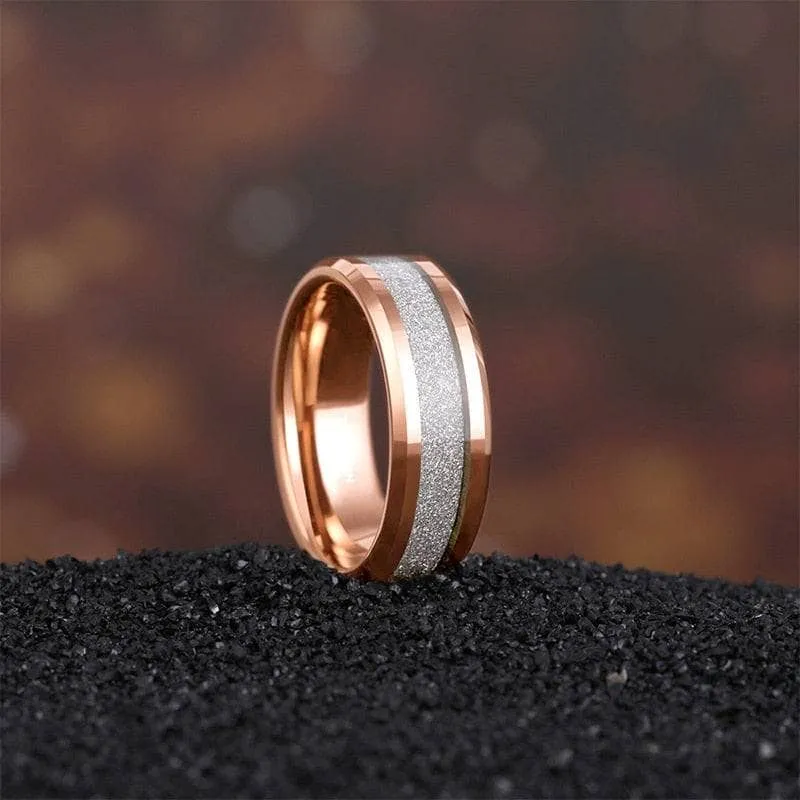 Rose Gold Matte Tungsten Men's Wedding Band