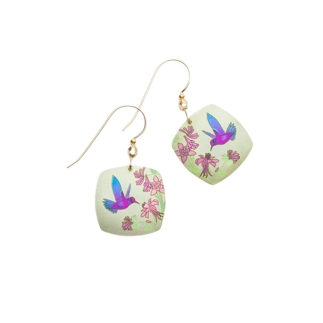 Sage Hummingbird Spring Earrings