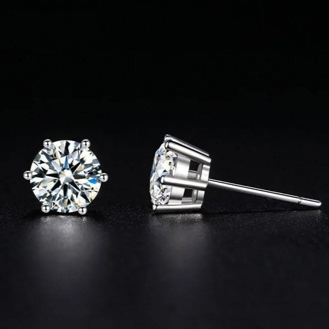 Shiny Created Diamond Classic Six Prong Earrings