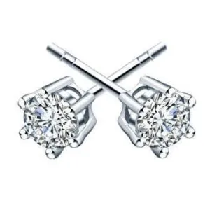 Shiny Created Diamond Classic Six Prong Earrings