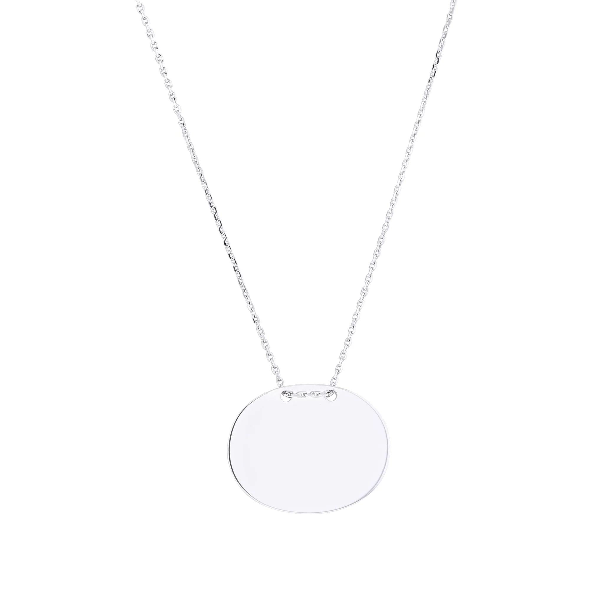 Silver Oval Plate Necklace