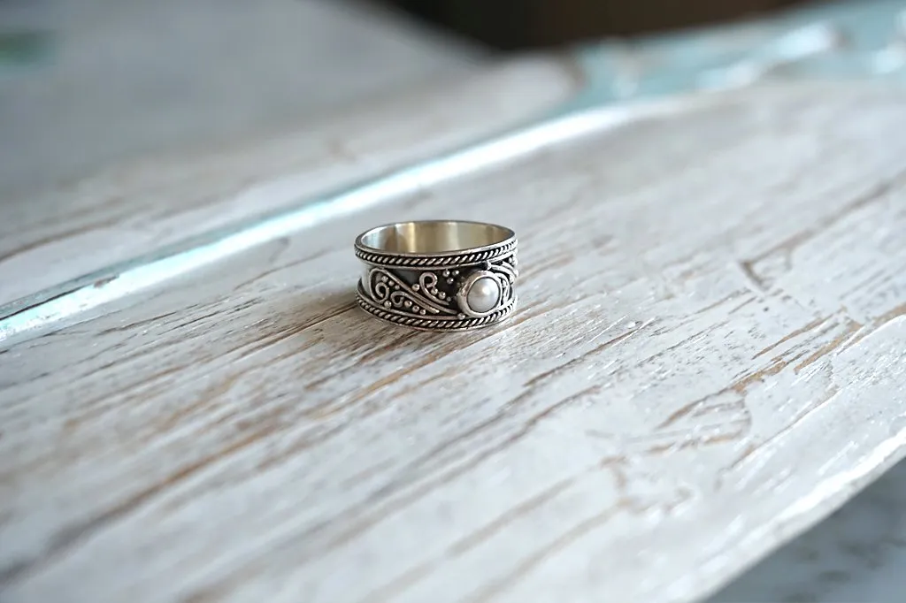 Silver Pearl Adeline Ring