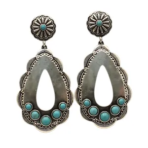 Silver Strike Ladies Oval Silver & Turquoise Earrings