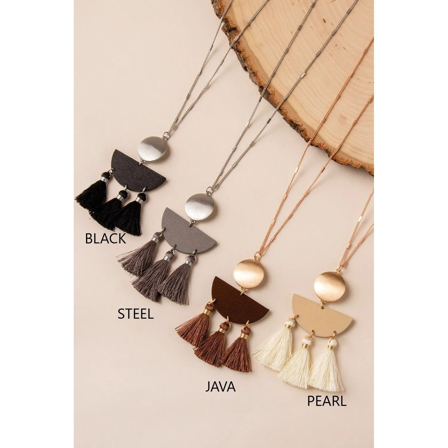 Simply Noelle Fringe, Wood and Metal Necklace