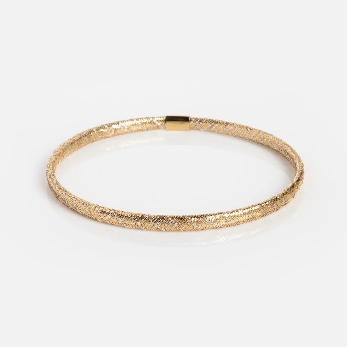 Solid Gold Mixed Metal Mesh Bracelet