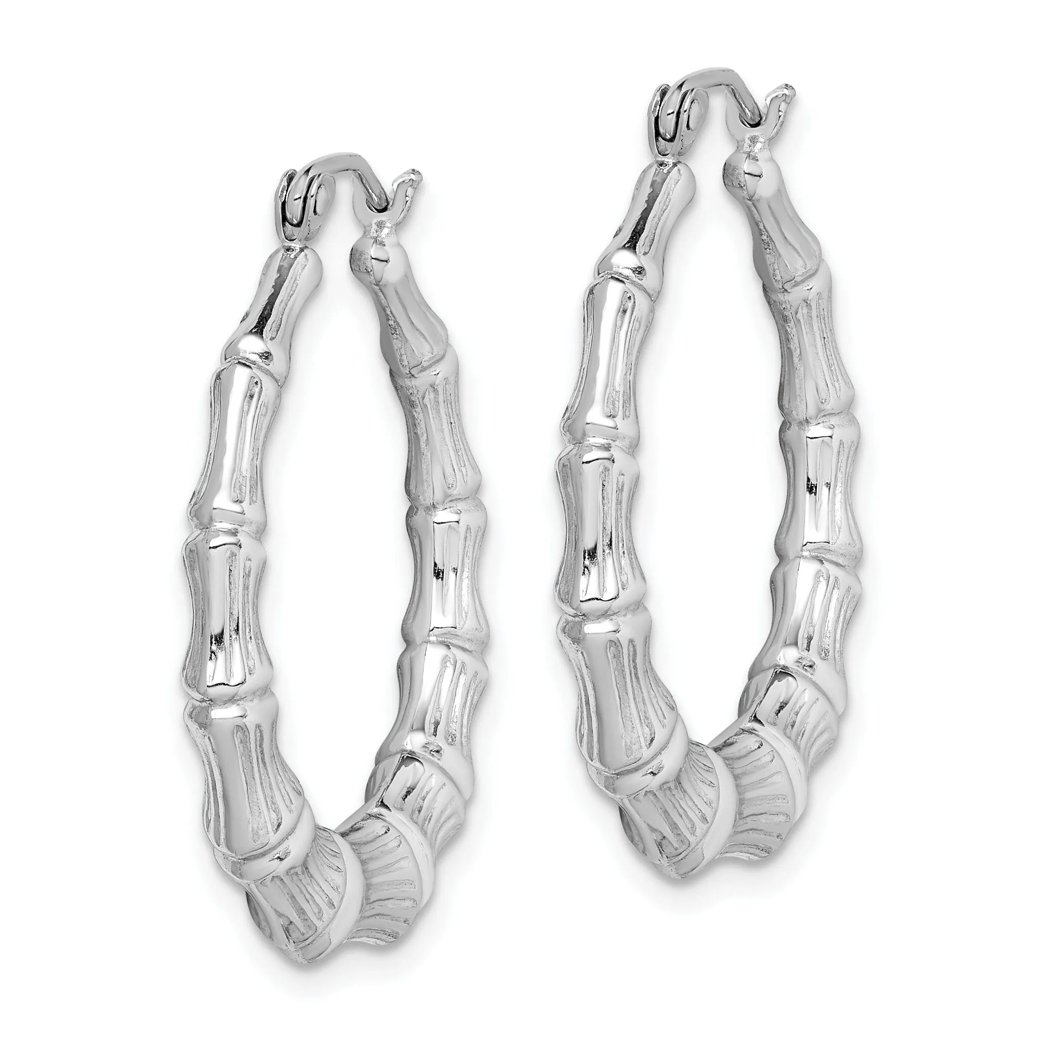 Sterling Silver Bamboo Hoop Earrings