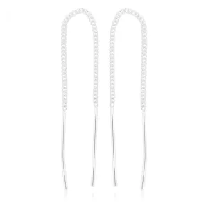 Sterling Silver Bar Drop Threader Earrings