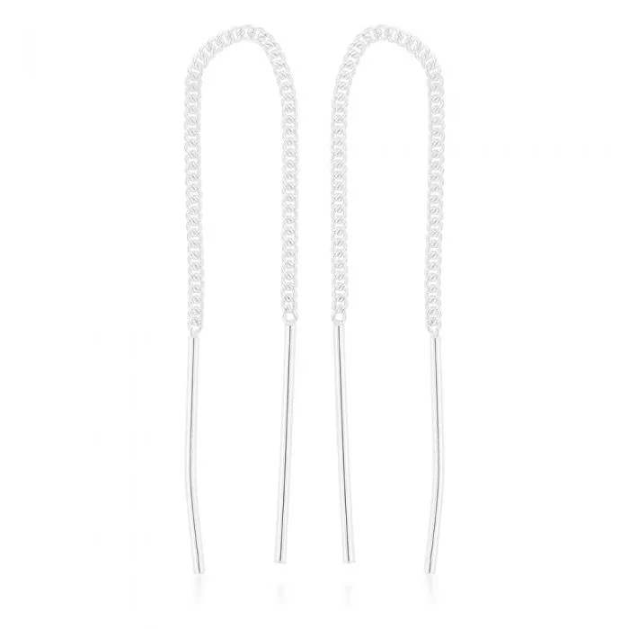 Sterling Silver Bar Drop Threader Earrings