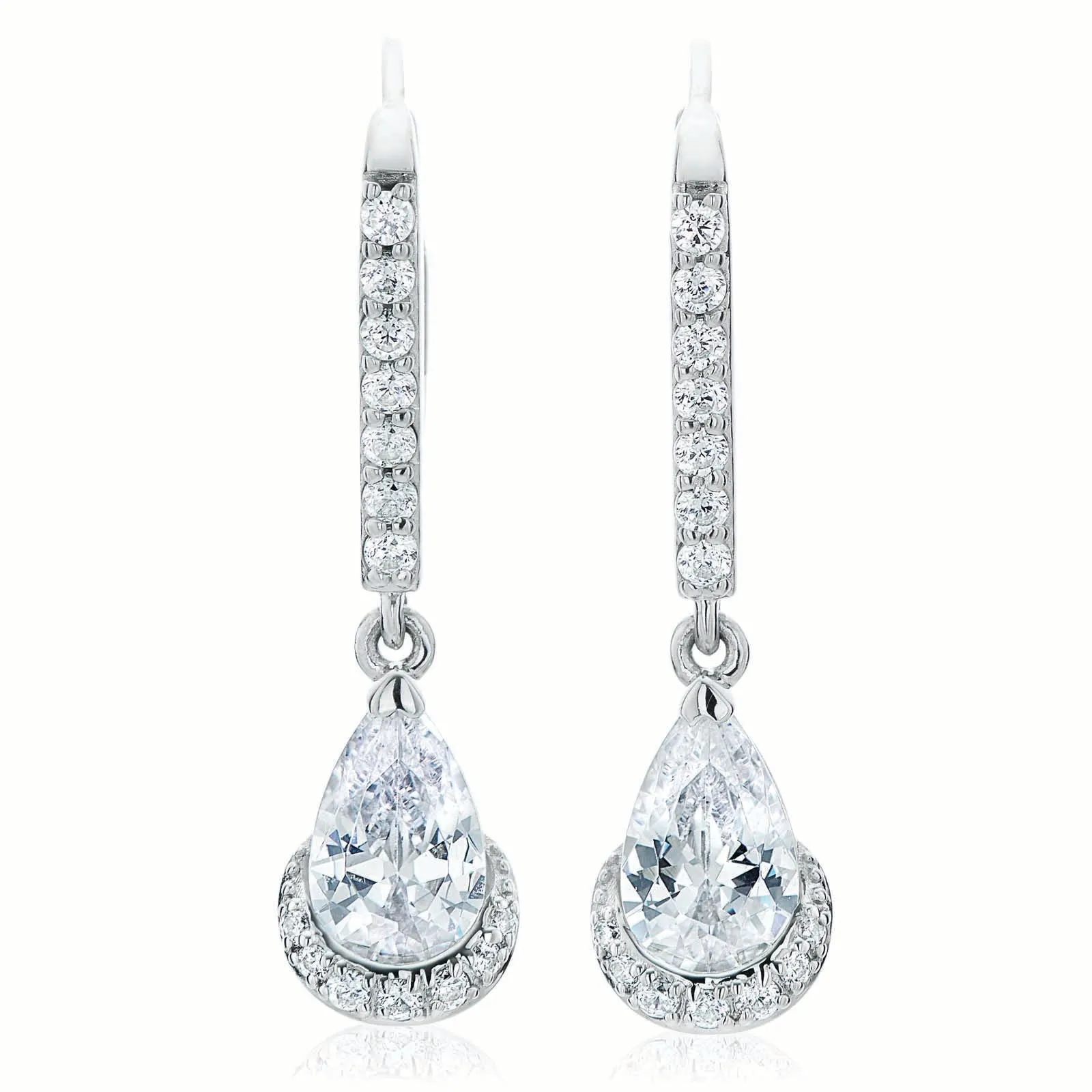 Sterling Silver Cubic Zirconia Tear Drop Earrings