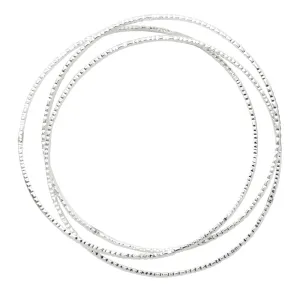 Sterling Silver Intertwining Tripled & Rippled Bangle Bracelets, 68mm