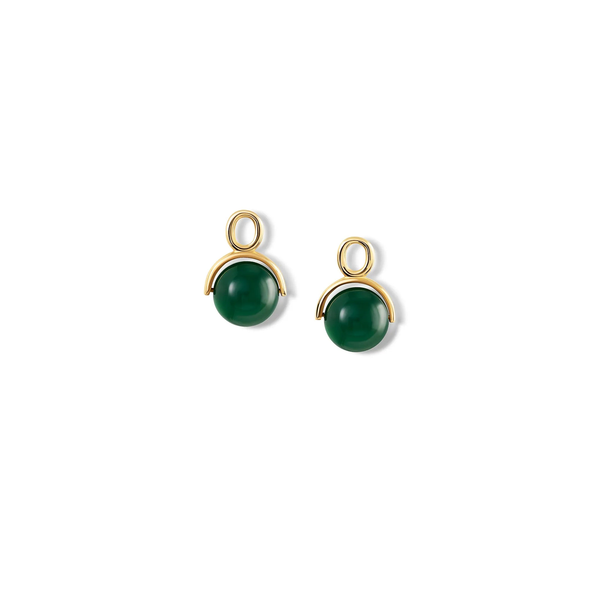 Stirrup Earring Drops Yellow Gold - Green Agate