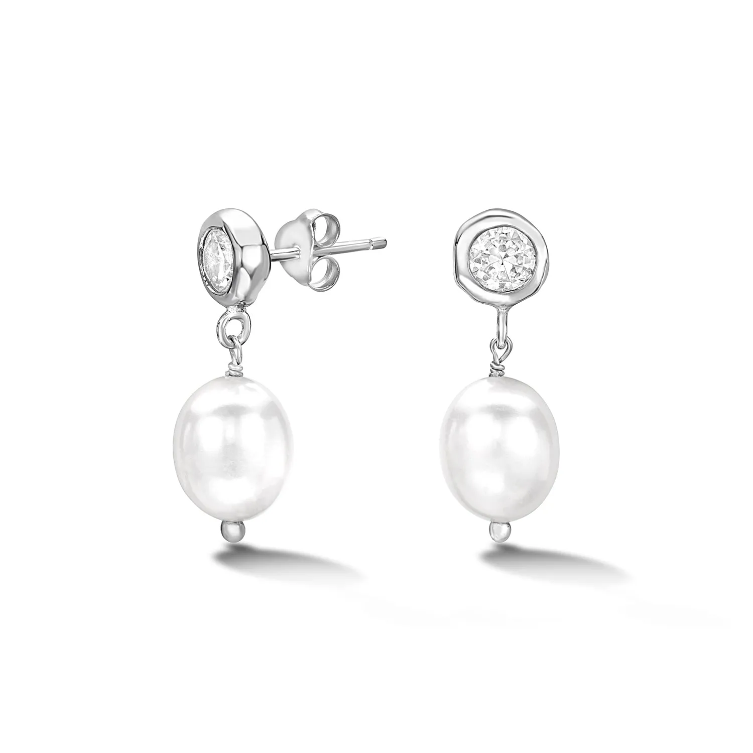 Timeless White Topaz & White Pearl Earrings