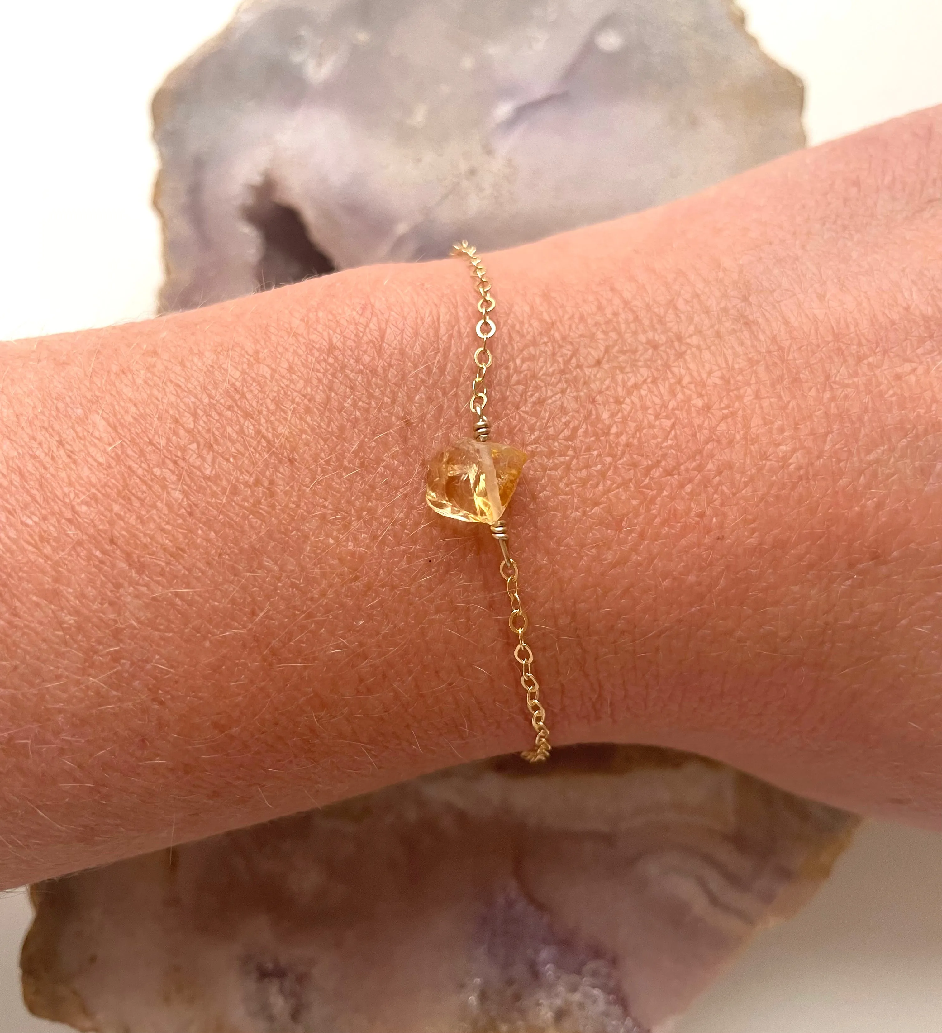 Tiny raw citrine bracelet