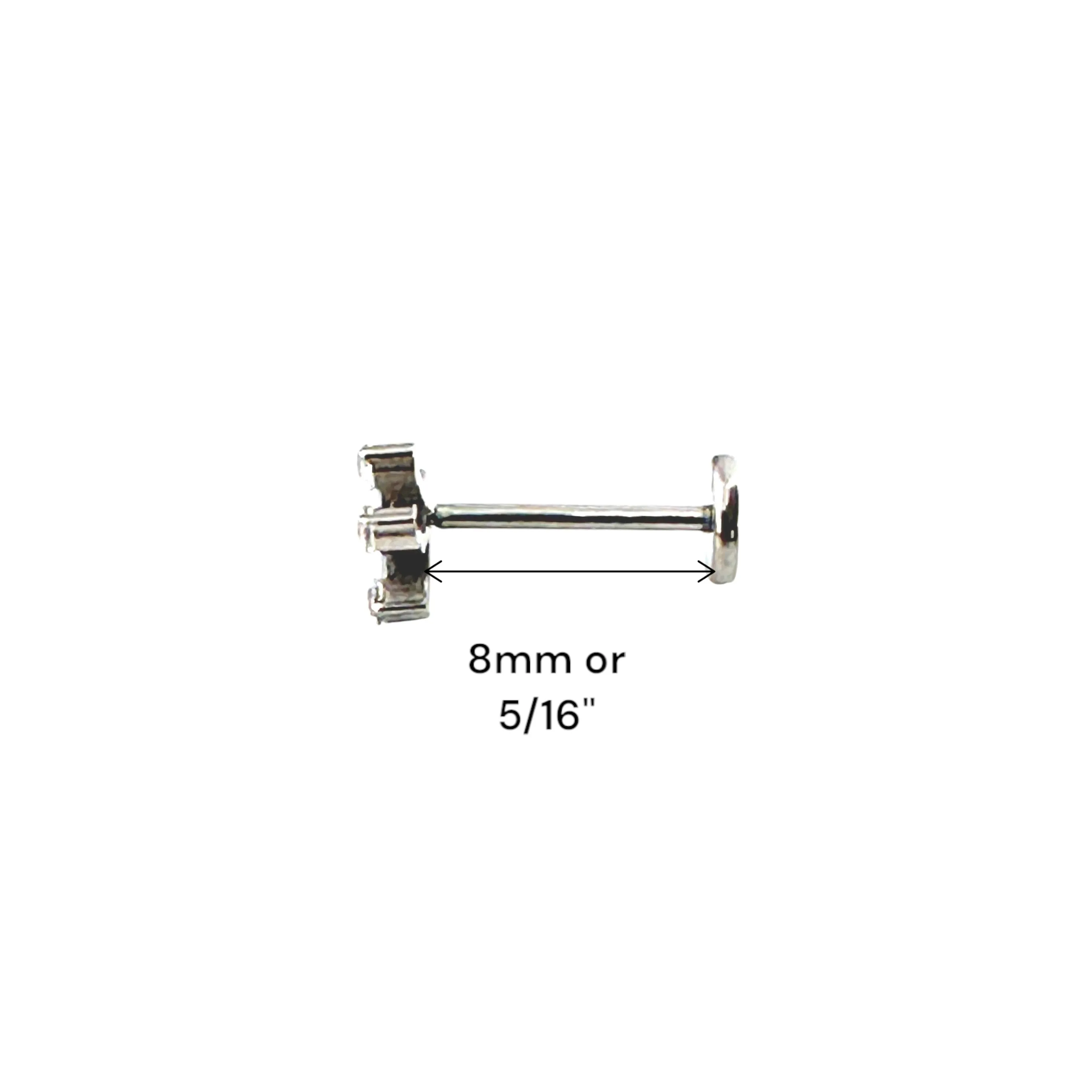 Titanium triple branch gem flat back stud