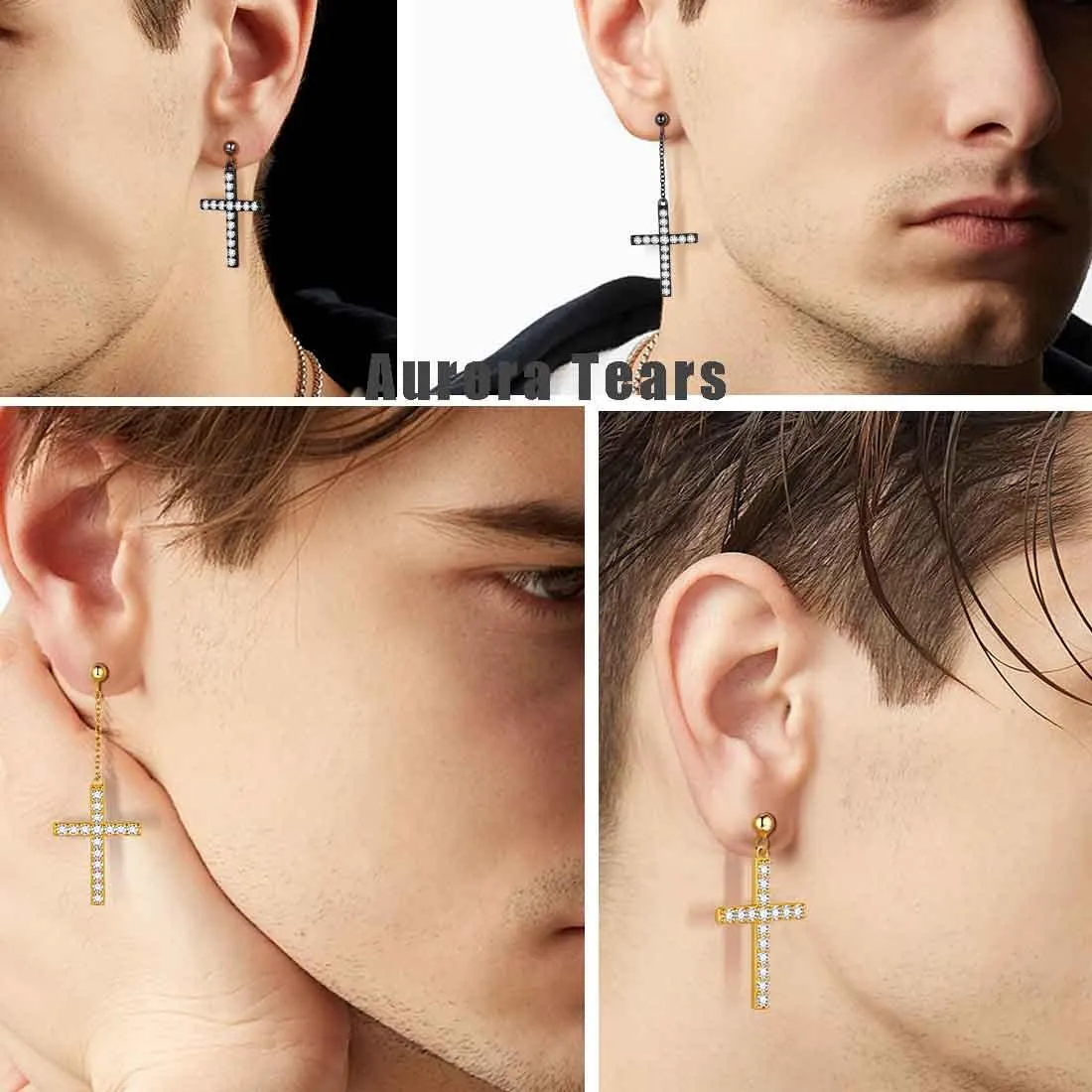 Tokyo Mart Classic Asymmetry Cross Earrings Women Mens Jewelry Sterling Silver