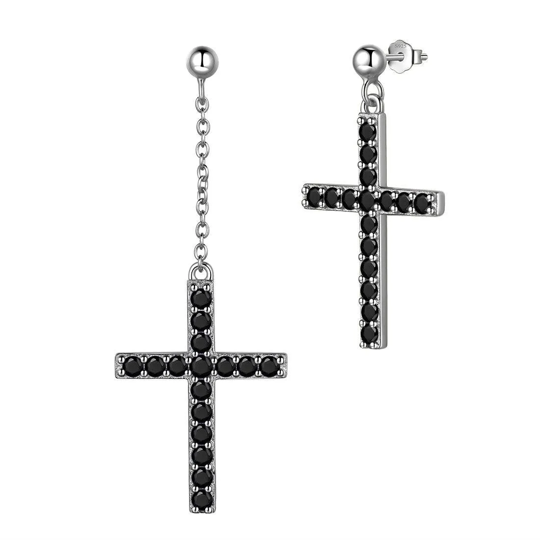 Tokyo Mart Classic Asymmetry Cross Earrings Women Mens Jewelry Sterling Silver