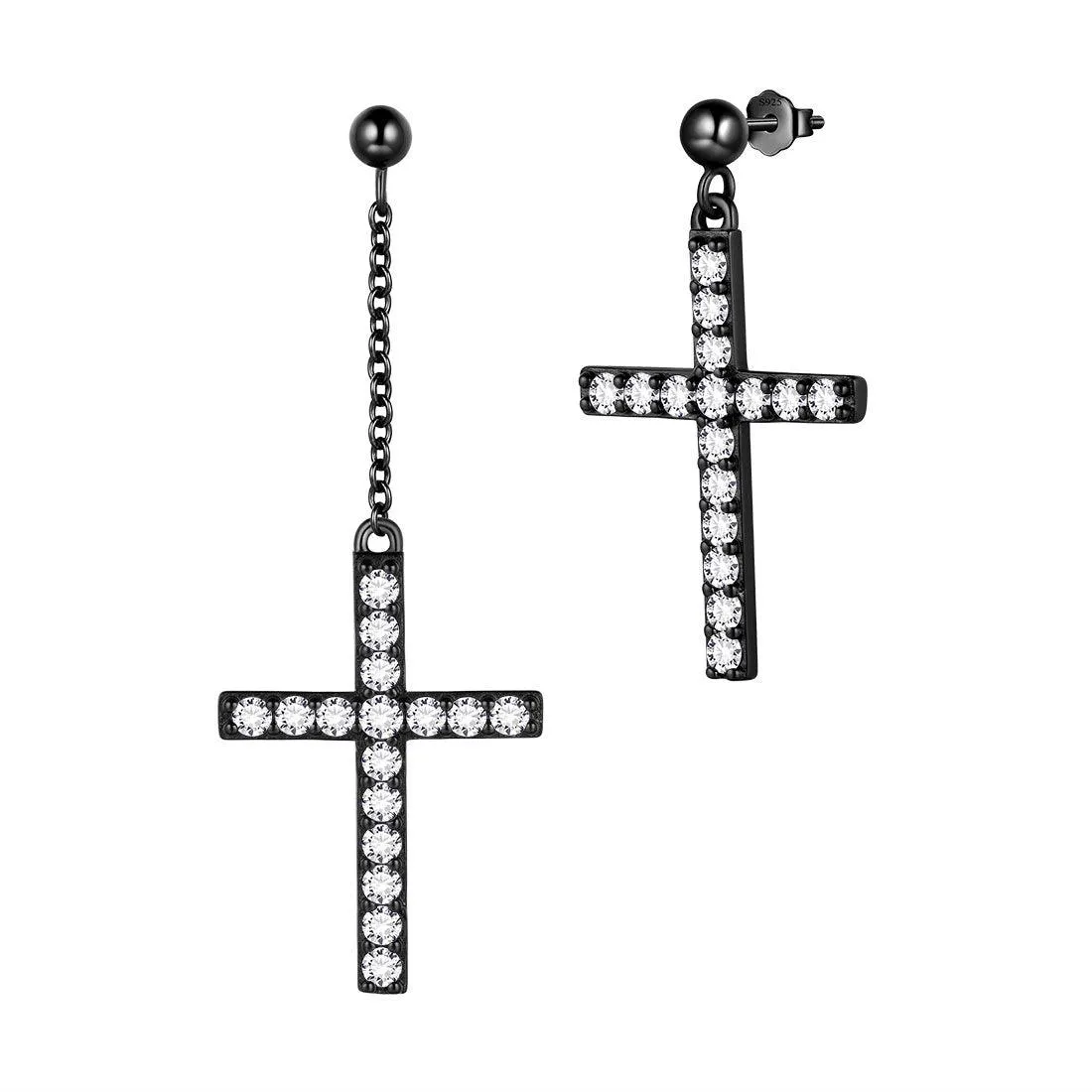 Tokyo Mart Classic Asymmetry Cross Earrings Women Mens Jewelry Sterling Silver