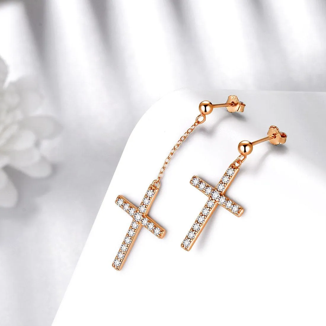 Tokyo Mart Classic Asymmetry Cross Earrings Women Mens Jewelry Sterling Silver