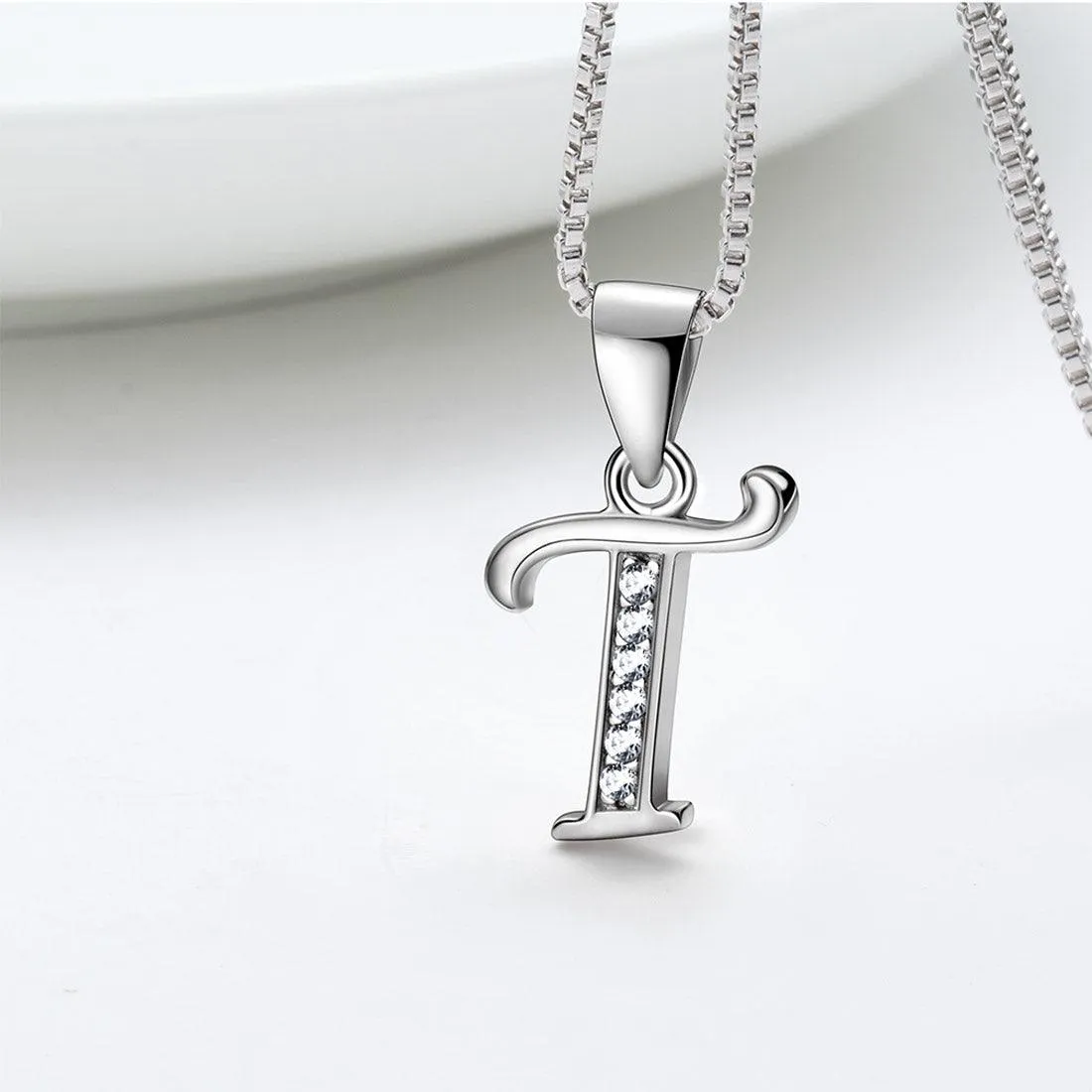 Tokyo Mart Letter T Initial Necklaces Pendant Women Men Name Jewelry Gift 925 Silver