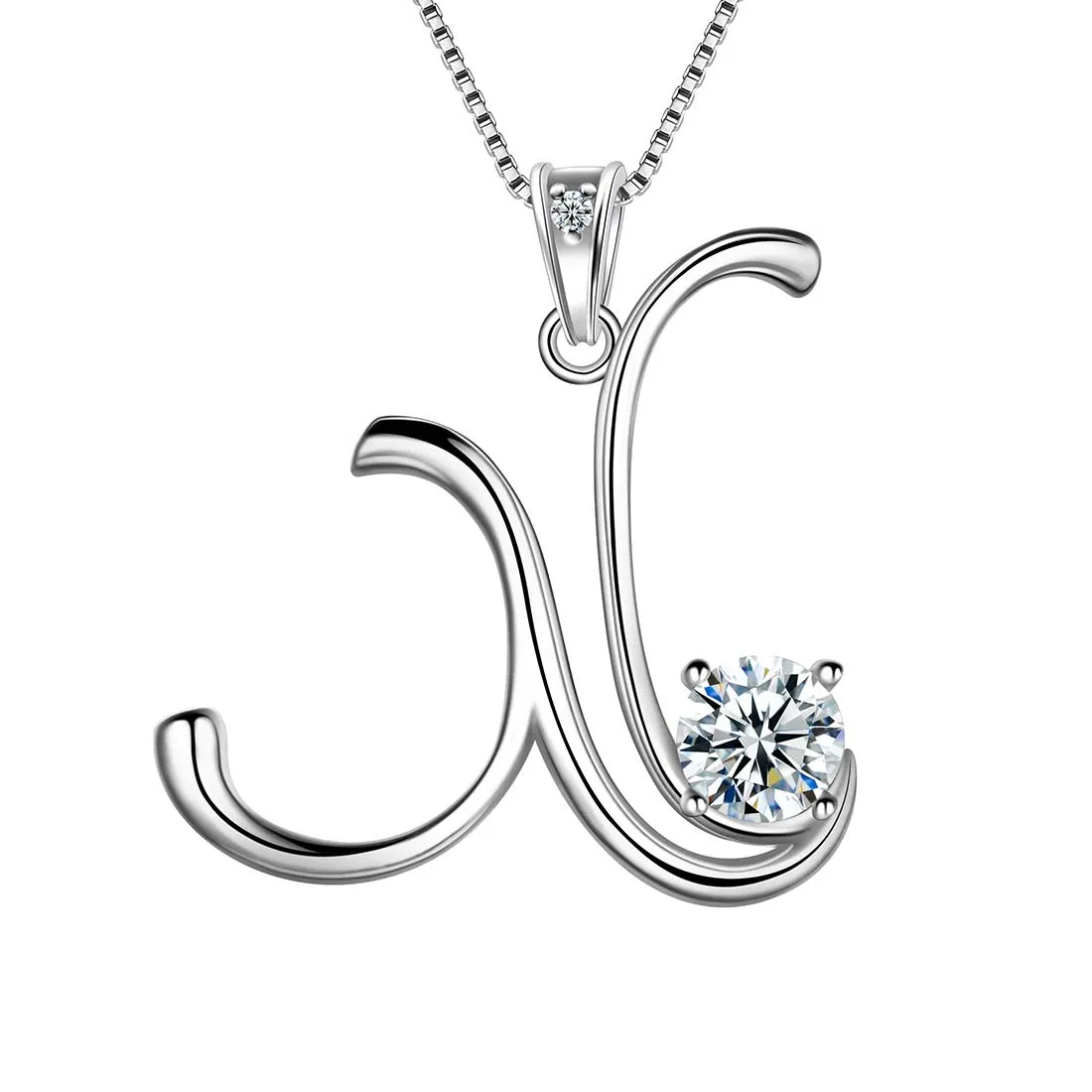 Tokyo Mart Women Initial X Letter Pendant Necklace Girl Name Jewelry Gift 925 Sterling Silver