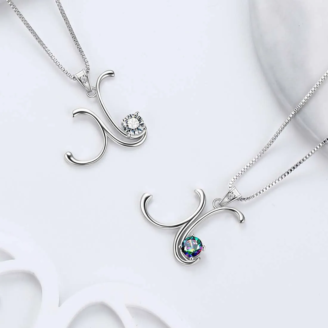 Tokyo Mart Women Initial X Letter Pendant Necklace Girl Name Jewelry Gift 925 Sterling Silver