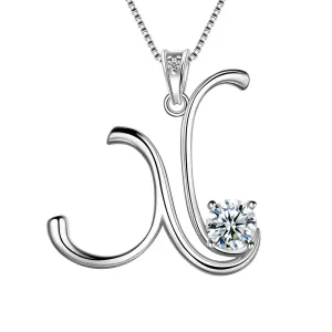 Tokyo Mart Women Initial X Letter Pendant Necklace Girl Name Jewelry Gift 925 Sterling Silver