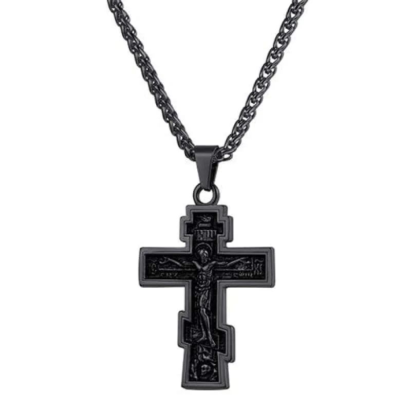 U7 Brand Christian Orthodox Crucifix Jesus Russian Cross Prayer Big Pendant Stainless Steel Silver/Gold Color Men Women Jewelry