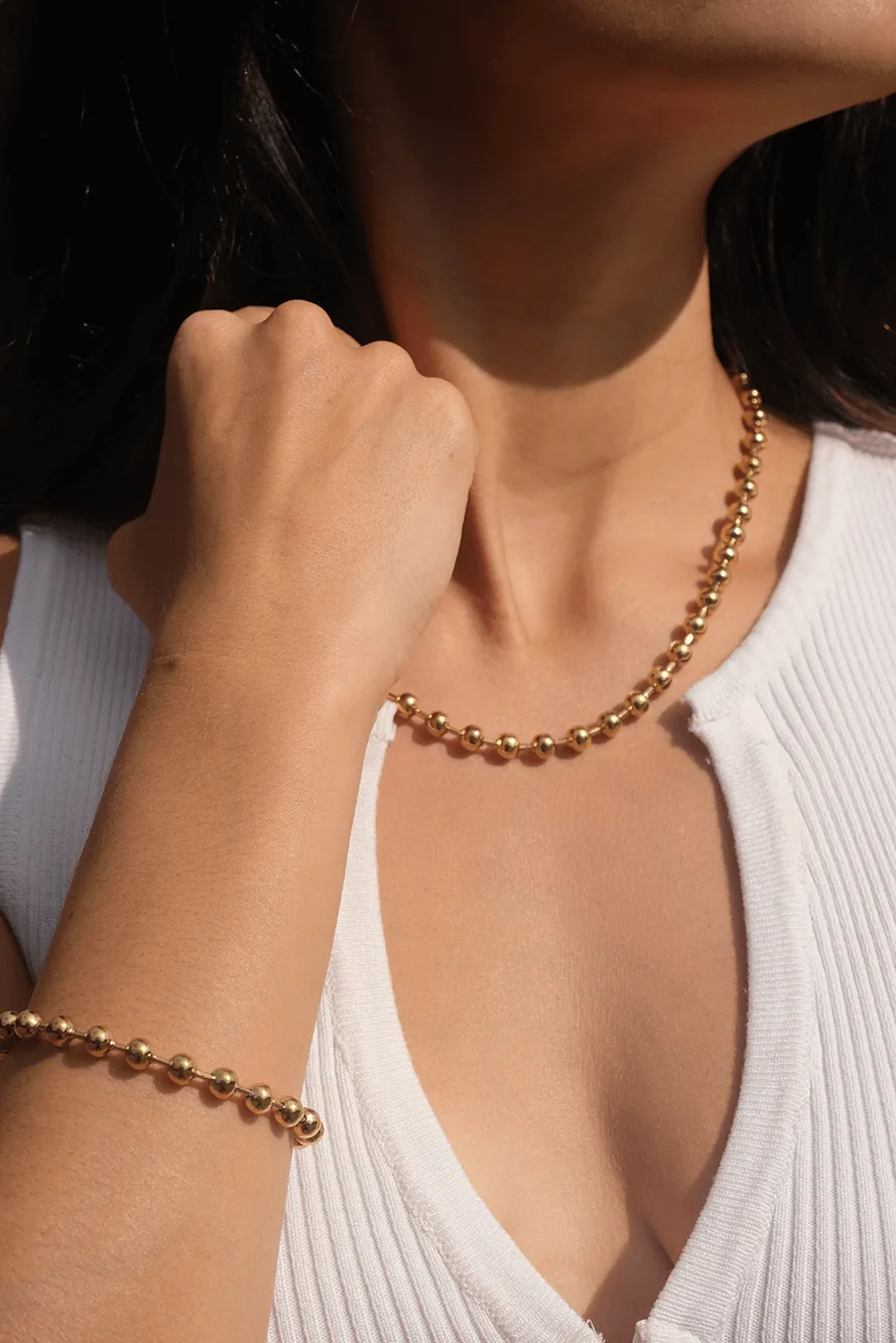 Vibes | Elegant Gold Mini Bead Necklace | 18K Gold-Plated