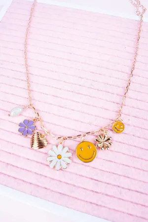 Viola Happy Theme Goldtone Charm Necklace