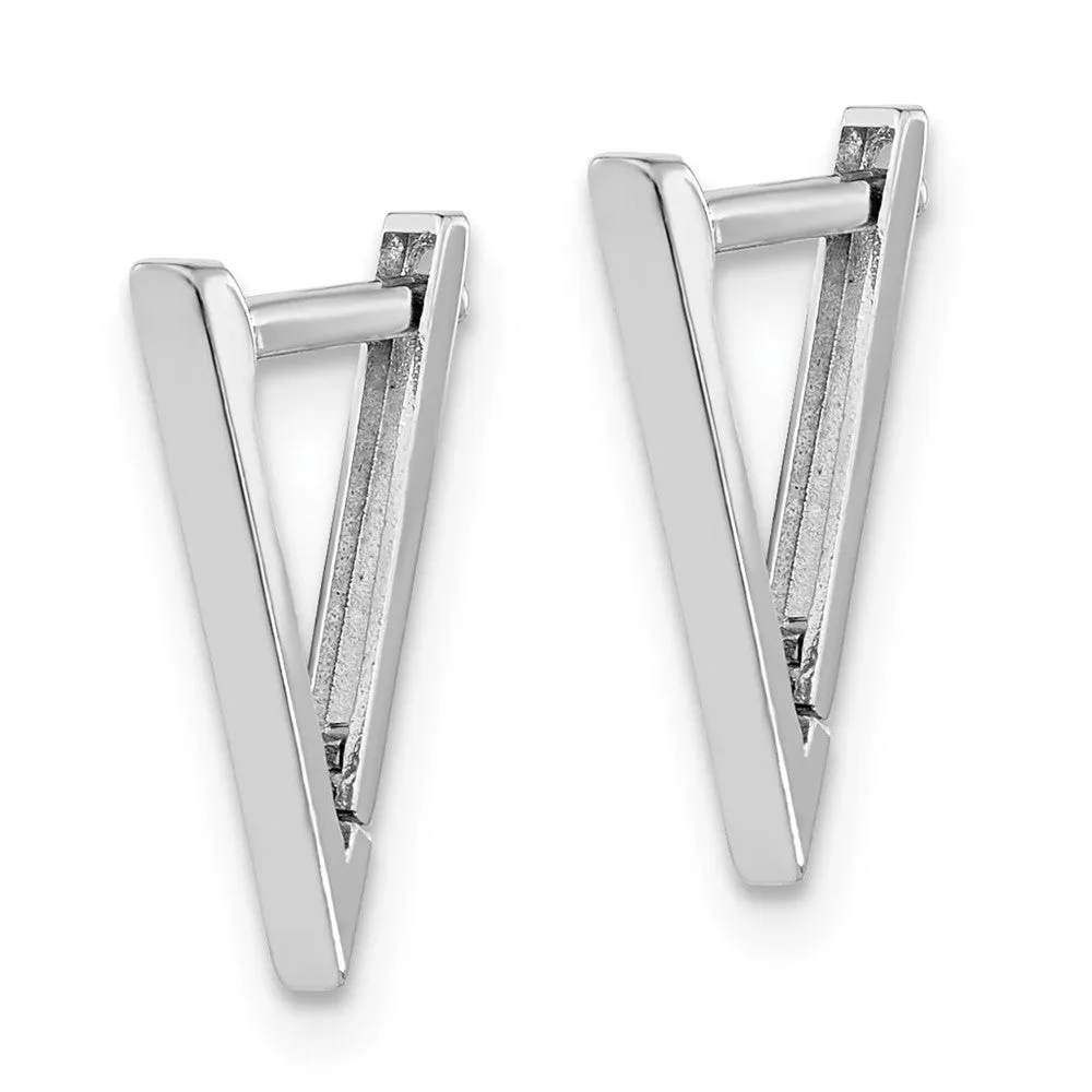 White Gold Polished Triangle Hoop Earrings - Model YE1918W