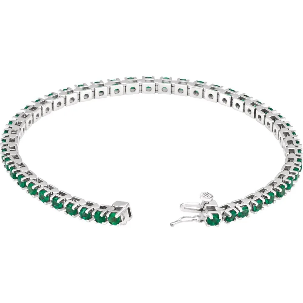 White Natural Emerald Tennis Bracelet