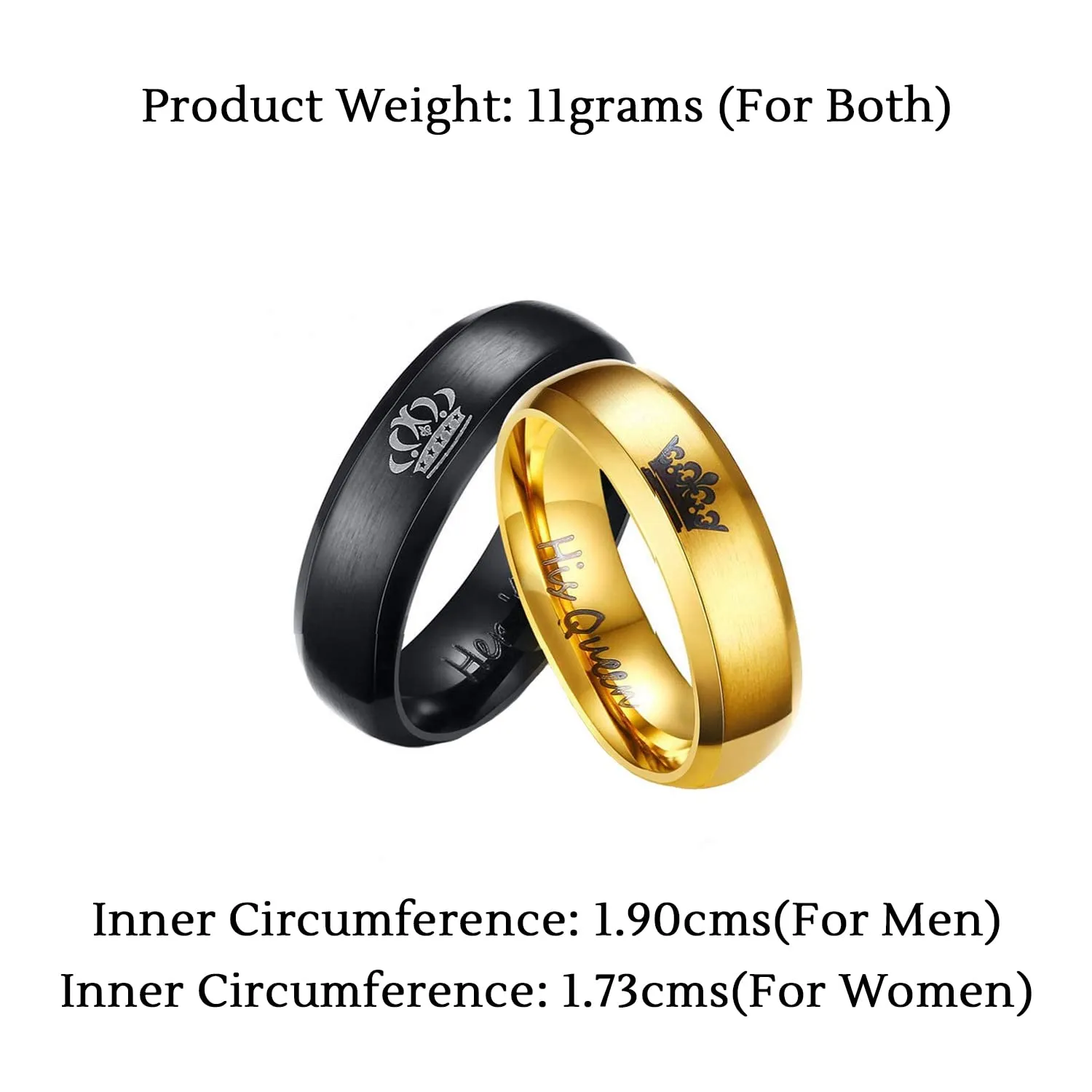 Yellow Chimes Rings for Women and Girls Couple Rings | Valentines Special His Queen Her King Proposal Couple Ring For Girls & Boys | Birthday Gifts For Women Valentine Gift for Girls