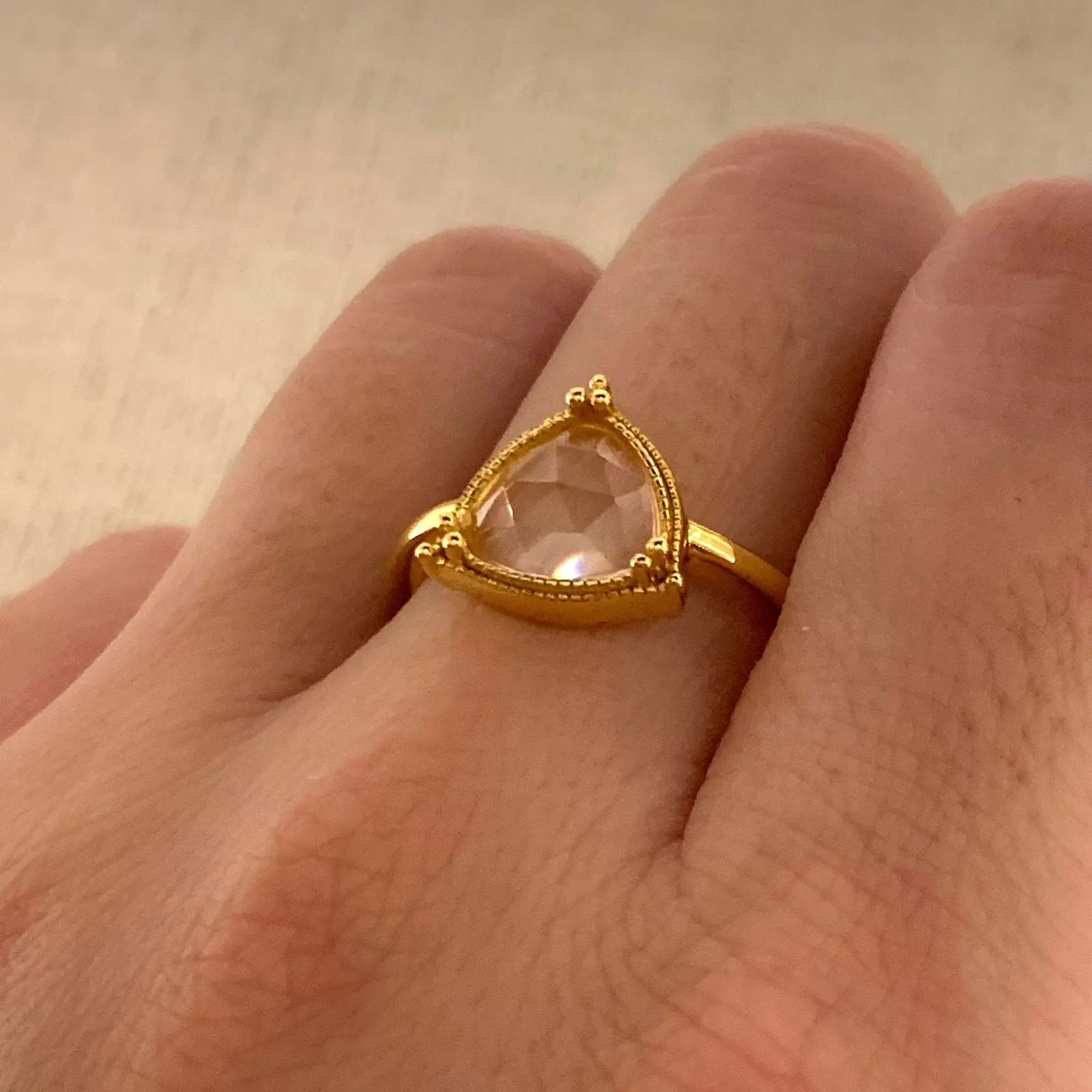 Yellow Gold Elowen Rose Quartz Ring